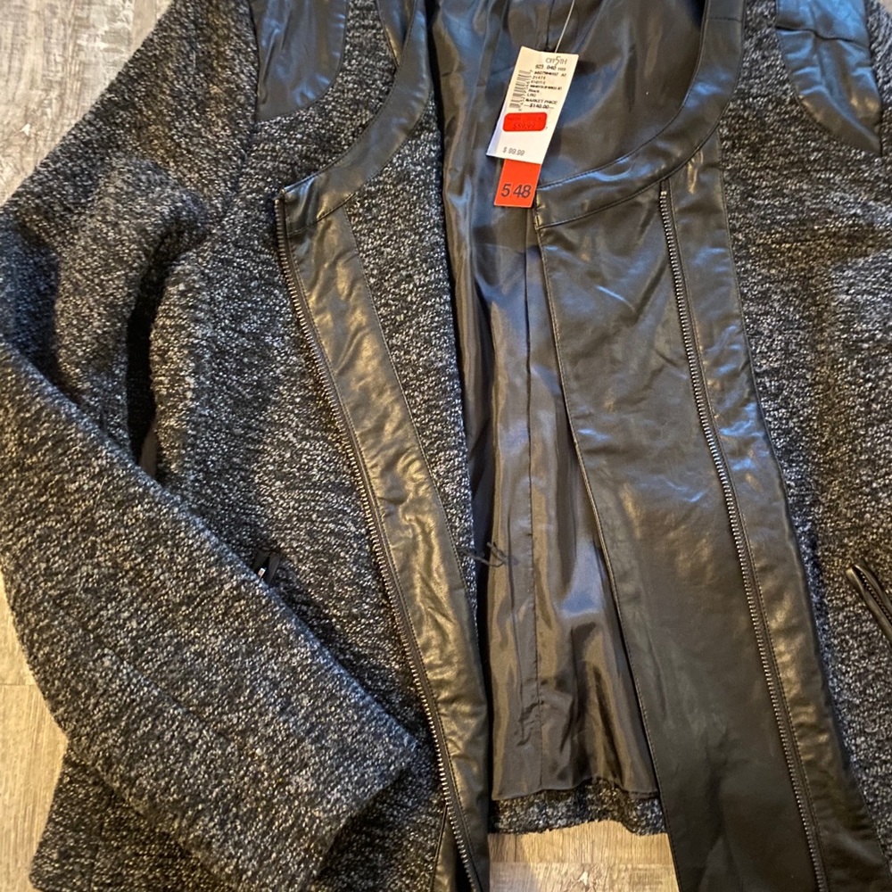548 tweed/leather coat